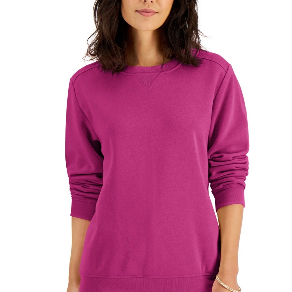 New Karen Scott plus 3X Crew Sweatshirt in Berry Ice for Macys Stylish comfort!